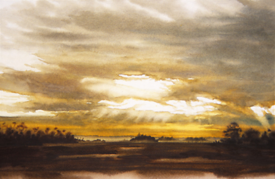 Watercolor painting of the South Carolina Lowcountry by John Hulsey